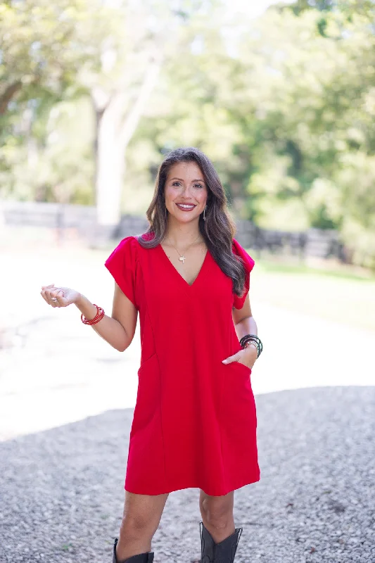 My Favorite Red Textured Dress