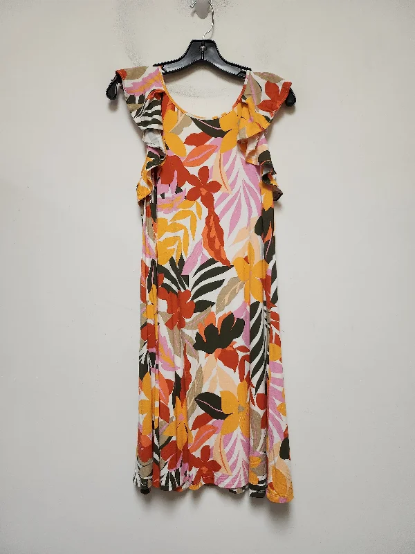 Tropical Print Dress Casual Short Loft, Size S